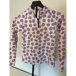 Zara Girls White and Purple Floral Rash Guard Swim Top Size 10